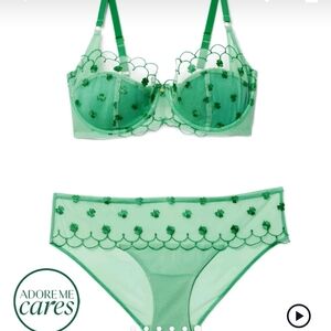NWOT Adore Me Green Lingerie Set